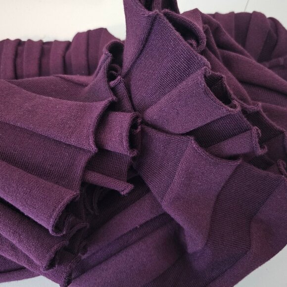 A New Day Skirt Womens Extra Large Burgundy Oxblood Knit Pleated Rolled Hem Midi - Picture 10 of 12